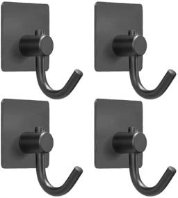 img 4 attached to 🔑 XIGOO Black Self Adhesive Wall Key Hook Bath Towel Hooks Stick on Wall Mount Hooks Hanging Robe Key Coat, Super Strong Heavy Duty Bathroom Kitchen Stainless Steel Hooks, 4 Pack" - "XIGOO Black Self Adhesive Wall Key Hook Towel Hooks Stick on Robe Coat Hanger, Heavy Duty Bathroom Kitchen Stainless Steel Hooks, 4 Pack