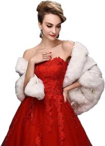 img 2 attached to Stunning Women's Faux Fur Wrap Cape Stole Shawl Shrug - Perfect for Wedding, Party, or Show (One Size, White)