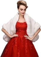 stunning women's faux fur wrap cape stole shawl shrug - perfect for wedding, party, or show (one size, white) logo