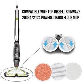 img 2 attached to 🧹 High-Quality 6 Pack Mop Pads for Bissell Spinwave 2039A 2315A 2037 2124 Series Powered Hard Floor Mop - Includes 2 Soft, 2 Scrubby, and 2 Heavy Scrub Pads