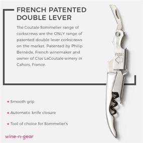 img 3 attached to Innovation Waiters Corkscrew By Coutale Sommelier: The Ultimate Stainless Steel French Patented Manual 🍷 Double Lever Wine Bottle Opener for Bartenders and Gifts - Featuring Patented Auto Knife Closure!