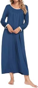 img 3 attached to 👗 LOLLO VITA Women's Long Sleeve Nightgown: Full Length Sleepwear, Comfortable Bamboo Pajamas with Pleated Round Neck, Ideal for Maternity Sleepwear Dress