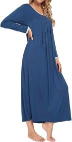 img 1 attached to 👗 LOLLO VITA Women's Long Sleeve Nightgown: Full Length Sleepwear, Comfortable Bamboo Pajamas with Pleated Round Neck, Ideal for Maternity Sleepwear Dress