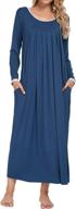 👗 lollo vita women's long sleeve nightgown: full length sleepwear, comfortable bamboo pajamas with pleated round neck, ideal for maternity sleepwear dress logo