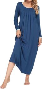img 2 attached to 👗 LOLLO VITA Women's Long Sleeve Nightgown: Full Length Sleepwear, Comfortable Bamboo Pajamas with Pleated Round Neck, Ideal for Maternity Sleepwear Dress