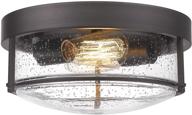 🔆 femila flush mount lighting fixture: 12inch 2-light metal ceiling light fixtures, elegant oil rubbed bronze finish with seeded glass – 4ftj22-f orb логотип
