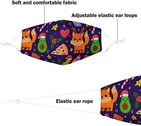 img 2 attached to 🎅 Washable Reusable Christmas Cloth Face Cover Decoration: Cute & Breathable Cotton Fabric Mask for Kids