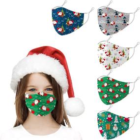 img 4 attached to 🎅 Washable Reusable Christmas Cloth Face Cover Decoration: Cute & Breathable Cotton Fabric Mask for Kids