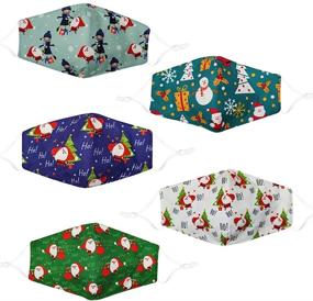 img 3 attached to 🎅 Washable Reusable Christmas Cloth Face Cover Decoration: Cute & Breathable Cotton Fabric Mask for Kids