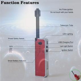 img 1 attached to 🔥 MALMES 2-in-1 Candle Lighter with Windproof Arc Electric Lighter Flashlight - USB Rechargeable, Portable Long Lighter for Candle Fireplace Kitchen BBQ Camping (Red)