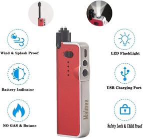 img 3 attached to 🔥 MALMES 2-in-1 Candle Lighter with Windproof Arc Electric Lighter Flashlight - USB Rechargeable, Portable Long Lighter for Candle Fireplace Kitchen BBQ Camping (Red)