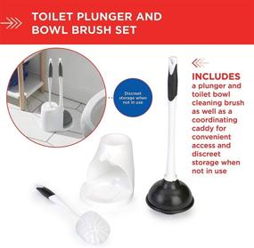 img 3 attached to Clorox Toilet Plunger and Bowl Brush Combo Set: Convenient White/Gray Caddy Included