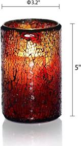 img 3 attached to 🕯️ AGLARY Battery Operated Red Mosaic Glass Flameless Candles: Stunning Timer-controlled LED Pillar Candles for Home Party Decor, Table Centerpieces - 5 inch