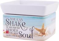 cleanse your shoes with ease: white stoneware electric 👟 2-in-1 jar candle and wax tart oil warmer for sand removal логотип