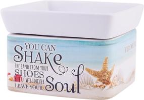 img 4 attached to Cleanse Your Shoes with Ease: White Stoneware Electric 👟 2-in-1 Jar Candle and Wax Tart Oil Warmer for Sand Removal