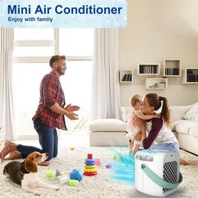 img 1 attached to 🌀 Cordless Portable Air Conditioner Fan for Home, Office, and Room - Rechargeable Evaporative Cooling Unit with Anti-Leak Design, 3 Speeds, 7 Colors, and Convenient Handle