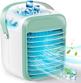 img 4 attached to 🌀 Cordless Portable Air Conditioner Fan for Home, Office, and Room - Rechargeable Evaporative Cooling Unit with Anti-Leak Design, 3 Speeds, 7 Colors, and Convenient Handle