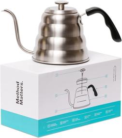 img 4 attached to ☕️ Barista Warrior Stainless Steel Pour Over Kettle with Thermometer - Perfect Temperature Control for Coffee & Tea - Gooseneck Spout Pots - Kitchen & Dorm Must-Have (1.2 Liter, 40 fl oz)