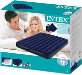 img 1 attached to 🛏️ Intex Classic Downy Airbed Set - Queen Size with 2 Pillows and Double Quick Hand Pump