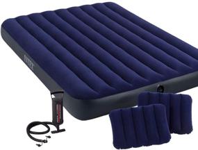 img 3 attached to 🛏️ Intex Classic Downy Airbed Set - Queen Size with 2 Pillows and Double Quick Hand Pump