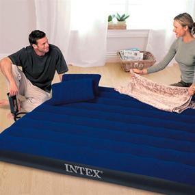 img 2 attached to 🛏️ Intex Classic Downy Airbed Set - Queen Size with 2 Pillows and Double Quick Hand Pump