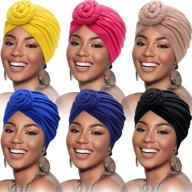 stylish african turban flower knot beanie cap headwrap - 6 piece set by satinior logo