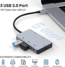 img 2 attached to 🔌 Vilcome USB C to SD Card Reader with 3 USB 3.0 Port & 5V Power Supply - 2TB Capacity Memory Card for MacBook, Camera, Android, Windows, Linux & More!