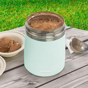 img 2 attached to Tovolo 2 Quart Stainless Steel Traveler, Double-Wall Vacuum-Insulated Food Container & Ice Cream Holder, 2 Qt. Easy-Carry Food Storage, Travel Mug for Hot Food & Cold Ice Cream, Mint/White