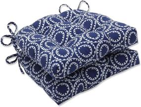 img 4 attached to 🪑 Pillow Perfect Navy Chair Pads 2 Pack - Outdoor/Indoor, Ring a Bell, 17"x 17.5", Blue