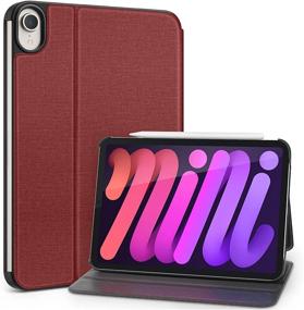 img 4 attached to 📱 DTTO iPad Mini 6 Case 2021, [Fabric Texture Design, Auto Wake/Sleep, 2nd Gen Apple Pencil Charging] Lightweight Hard PC Back Cover for iPad Mini 6th Generation 8.3 inch, Burgundy Red