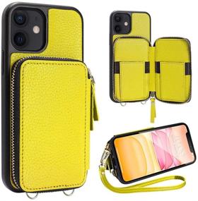 img 4 attached to 🍋 ZVE Lemon Yellow iPhone 11 Wallet Case with Credit Card Holder Slot, Zipper Handbag Purse, Wrist Strap, and Protective Leather Case for Apple iPhone 11 6.1-inch