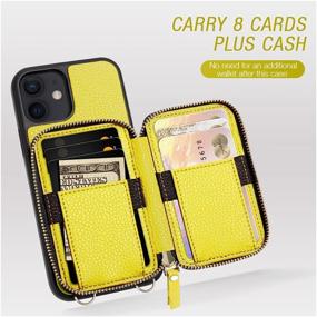 img 2 attached to 🍋 ZVE Lemon Yellow iPhone 11 Wallet Case with Credit Card Holder Slot, Zipper Handbag Purse, Wrist Strap, and Protective Leather Case for Apple iPhone 11 6.1-inch