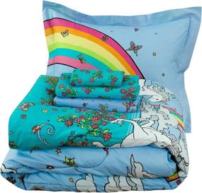 img 1 attached to 🦄 Kidz Mix Twin Bed in a Bag - Rainbow Unicorn 5-Piece Set