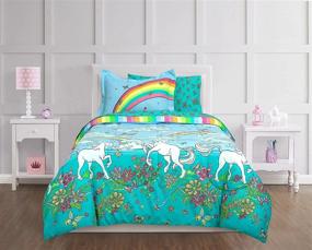 img 4 attached to 🦄 Kidz Mix Twin Bed in a Bag - Rainbow Unicorn 5-Piece Set