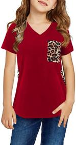 img 2 attached to 👚 Stylish Colorblock Leopard Short Sleeve T Shirts for Girls' Clothing by Asvivid