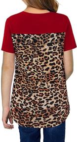 img 1 attached to 👚 Stylish Colorblock Leopard Short Sleeve T Shirts for Girls' Clothing by Asvivid