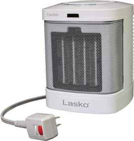 img 1 attached to Lasko CD08200 Compact Ceramic Space Heater for Bathroom and Indoor Home Use, in White, Dimensions: 6.25 x 6.25 x 7.65 inches