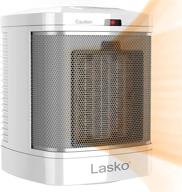 lasko cd08200 compact ceramic space heater for bathroom and indoor home use, in white, dimensions: 6.25 x 6.25 x 7.65 inches logo