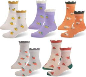 img 4 attached to 🧦 Cozi Foot Little Big Girls Socks: 5 Pairs of Soft Cotton Crew Socks for Cute and Comfortable Kids' Feet