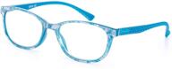 👓 stylish women's blue patterned frame reading glasses with spring hinges - +2.00 strength logo