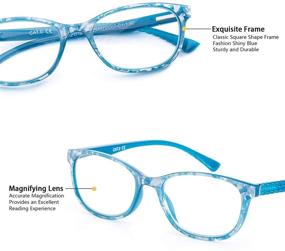 img 2 attached to 👓 Stylish Women's Blue Patterned Frame Reading Glasses with Spring Hinges - +2.00 Strength