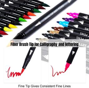 img 2 attached to 🎨 Extended Ink 24 Colors Dual Tip Brush Pen Art Markers for Journaling, Sketching, Hand Lettering, Coloring Books - Fine Tip Marker & Calligraphy Brush Pens Included