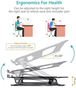 img 1 attached to SAVFY Стенд для ноутбука на столе - эргономичный многоуровневый высотный регулируемый держатель для ноутбука, легкий алюминиевый портативный стенд для MacBook, iPad, ноутбука, планшета (10''-17'').