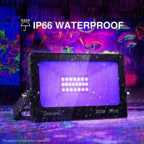 img 2 attached to Onforu 4 Pack 20W LED Blacklight Flood Lights with Plug and Switch - IP66 Waterproof for Dance Party, Glow in The Dark, Stage Lighting, Body Paint, Fluorescent Posters and Neon Glow