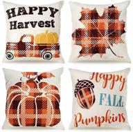 🍂 ourwarm fall pillow covers 18x18 inch - farmhouse decor with thanksgiving pumpkin theme, linen throw pillow covers for fall, set of 4 - home decor cushion covers логотип