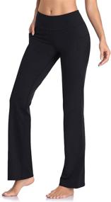 img 2 attached to 🧘 HISKYWIN Yoga Pants: 4 Way Stretch, Tummy Control, Long Bootleg Flare | Perfect for Workout & Running!