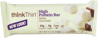 🍫 high protein meal alternative nutrition bar, white chocolate - think thin (10 pack) logo