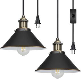 img 2 attached to 💡 DEWENWILS 2 Pack Plug-in Pendant Light, Indoor Ceiling Light Fixture for Kitchen Living Room Bedroom, Dining Hall, Hanging Light with 15FT Adjustable Cord, On/Off Switch, ETL Listed