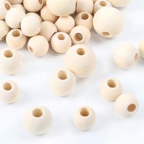 img 1 attached to 🔨 170pcs Large Size Wooden Beads for Crafts - Assorted Sizes 16mm/20mm/25mm - Unfinished Natural Round Beads Bulk with 10 Metres Jute Twine for Craft Making