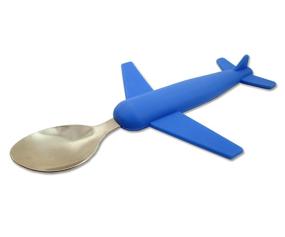 img 2 attached to 🍴 High-Quality Stainless Steel & Silicone Kids' Airplane Fork & Spoon Set: Durable and Fun for Mealtimes